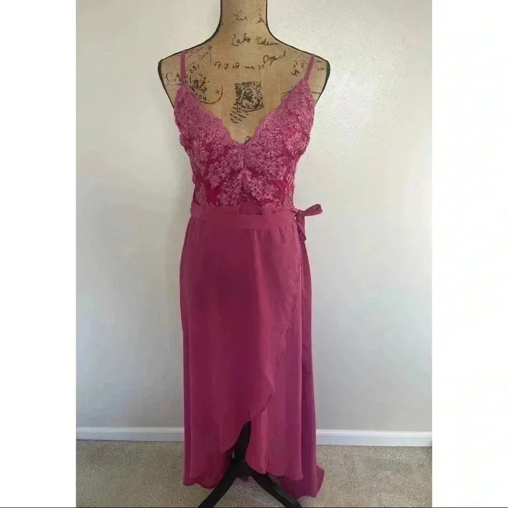 Luxxel Rose Embroidered Wrap Dress